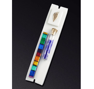 Daryl Cohen - White Wedding Mezuzah with Smash Glass Tube by Daryl Cohen - ModernTribe