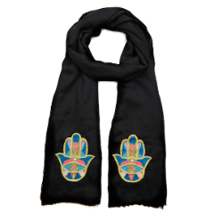 Bunai - Hamsa Cashmere Scarf - Black - ModernTribe