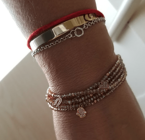 Alef Bet - Champagne Macramé Beaded Hamsa Bracelet - ModernTribe