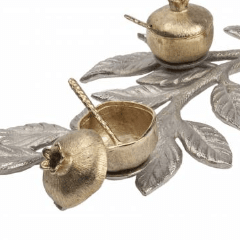 Quest Honey Dishes Gold and Silver Pomegranate Branch