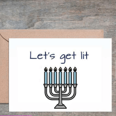 Crimson and Clover - Let's Get Lit Menorah Hanukkah Card, Box of 6 - ModernTribe