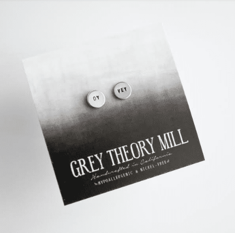 Grey Theory Mill Earrings Steel Oy Vey Earrings in Silver