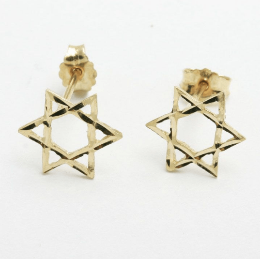 14k Gold Star of David Earrings