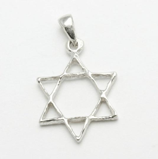 14k White Gold Star of David Pendant