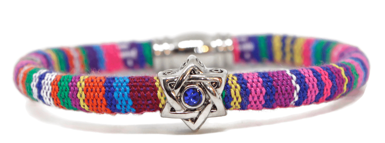 My Tribe by Sea Ranch Jewelry Bracelets 7" / PinkPurple Swarovski Star of David Woven Cotton Bracelet - Choice of Color