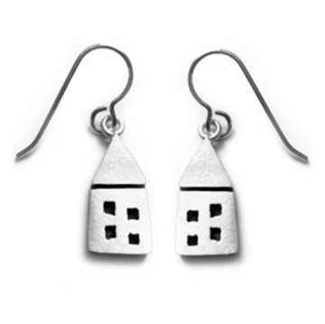 Emily Rosenfeld Earrings House / Silver Sterling Silver Whimsical Earrings - (Choose Your Design) by Emily Rosenfeld