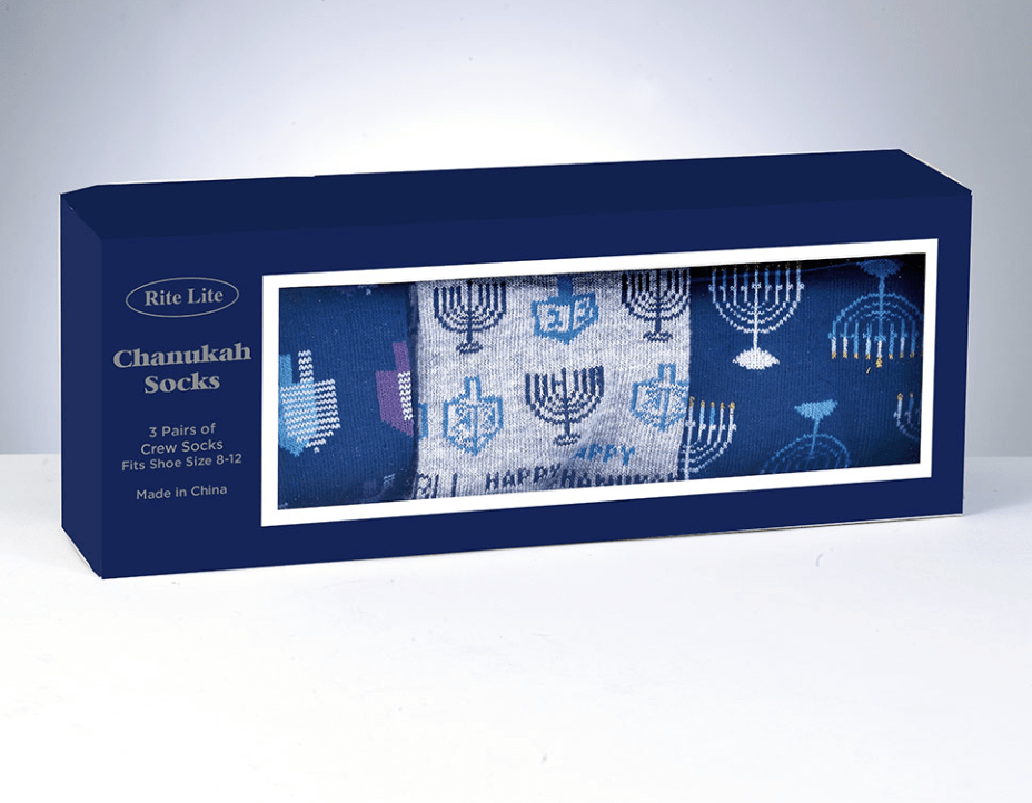 Rite Lite - Hanukkah Socks Gift Box - Three Pair Adult Crew Socks - ModernTribe