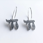 Counter Form Jewelry Earrings Silver Silver Glitter Acrylic Chai Hoop Earrings