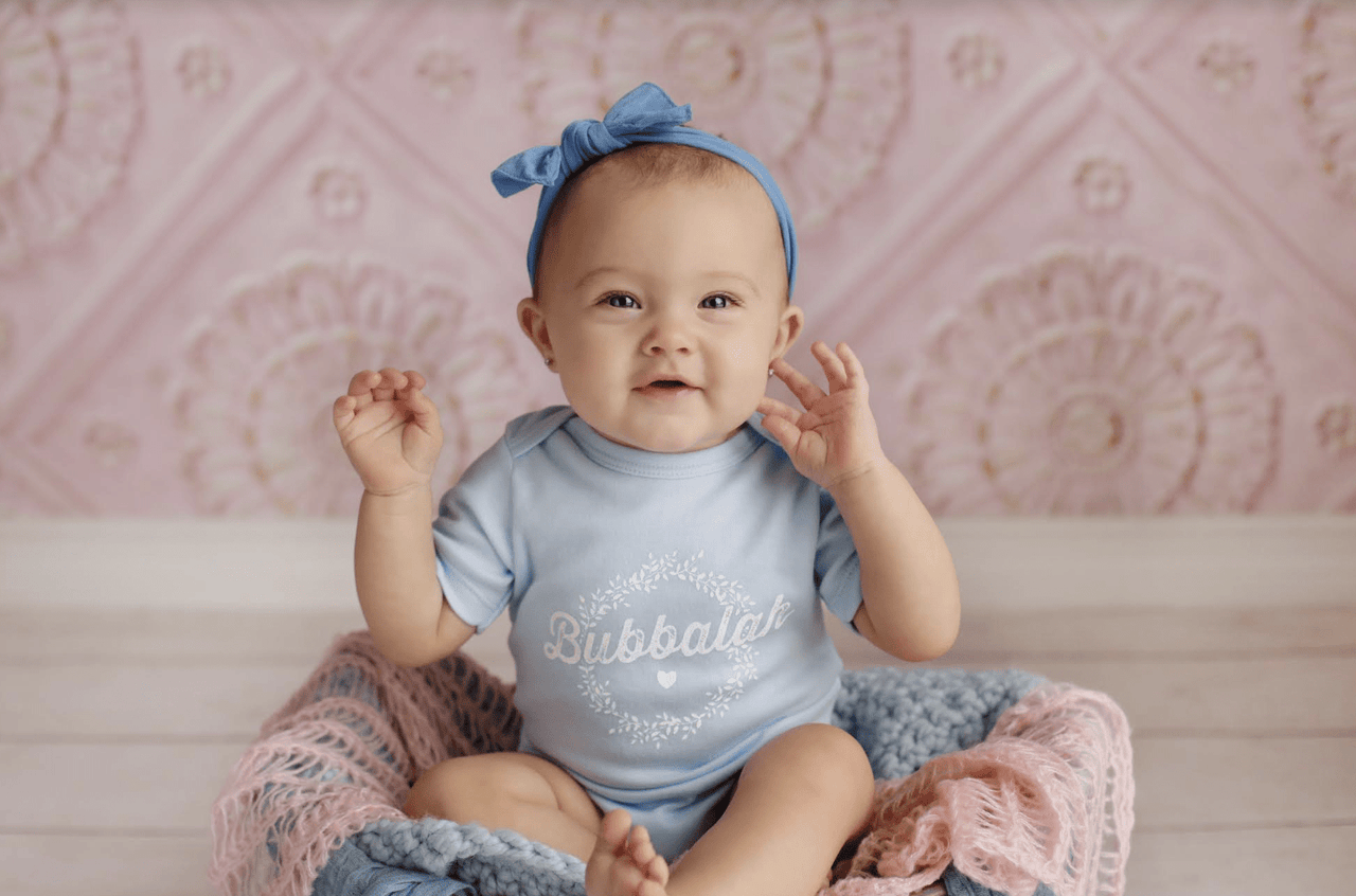 Oy Vey Baby - Bubbalah Solid Sky Blue Short Sleeve Onesie - ModernTribe