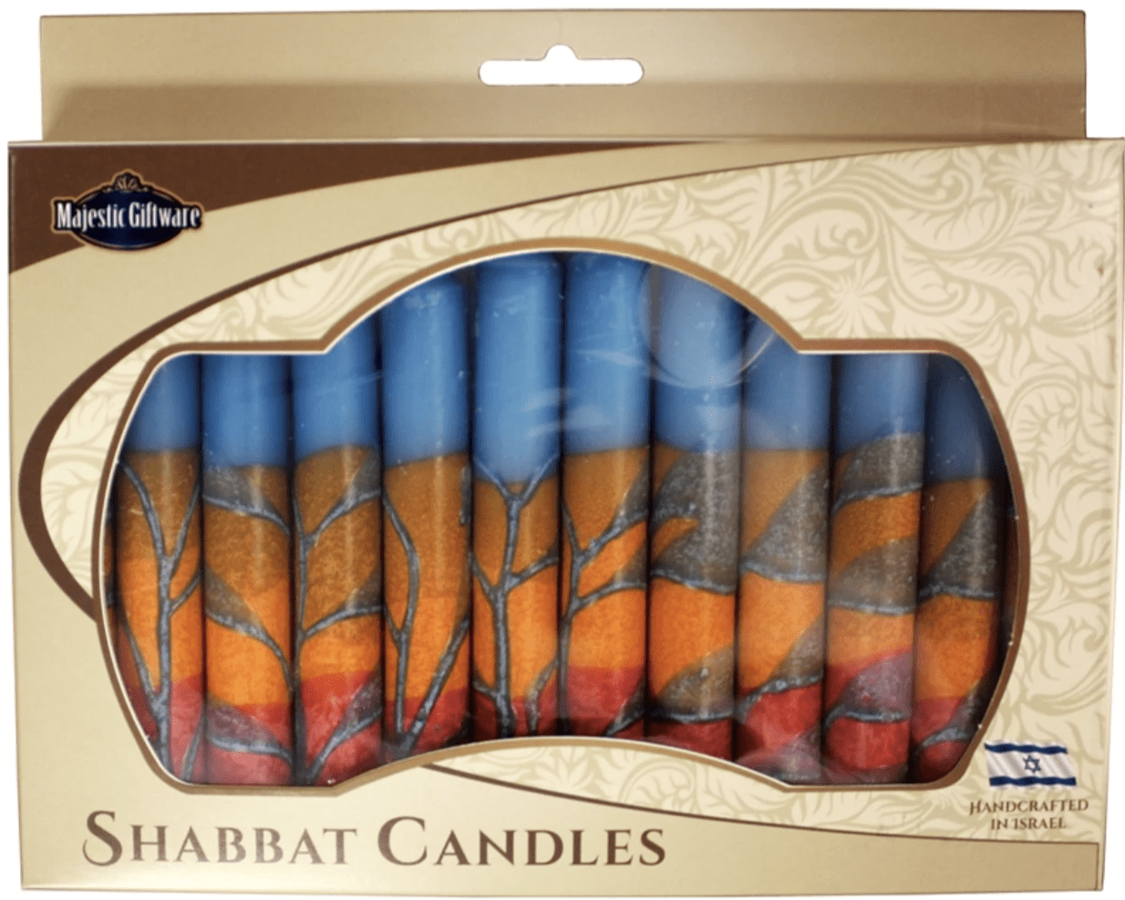 Other Candles Default Israeli Hand-Crafted Harmony Turquoise Shabbat Candles | Set of 12