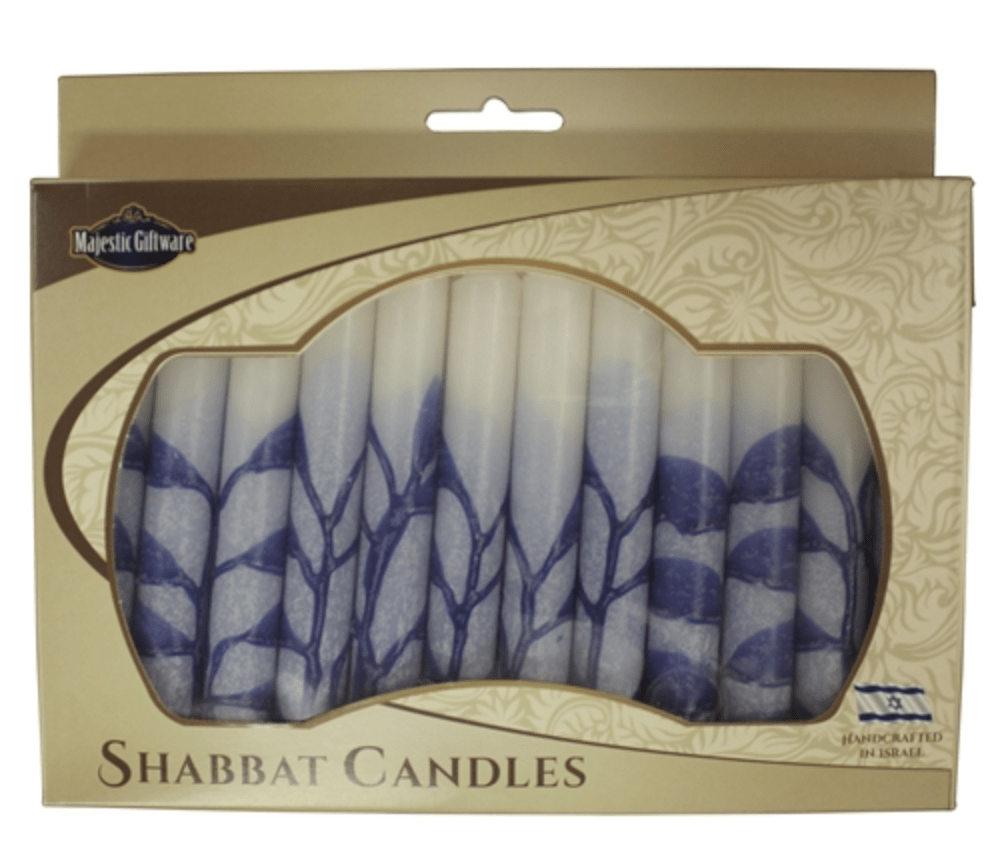 Other Candles Default Israeli Hand Crafted Tree Blue Shabbat Candles | Set of 12