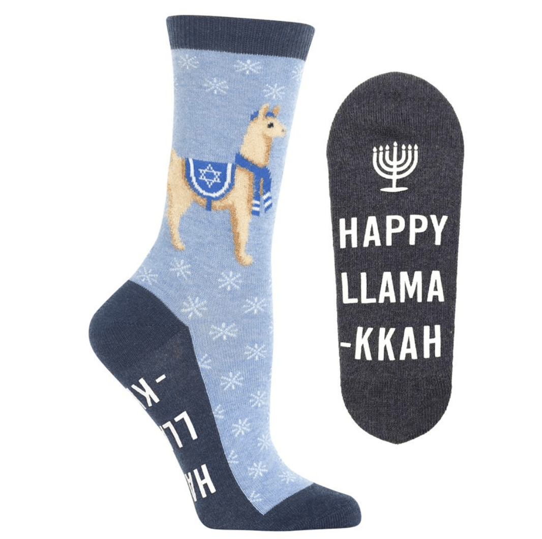 Hot Sox - Women's Happy Llamakkah Non Skid Crew Socks - ModernTribe
