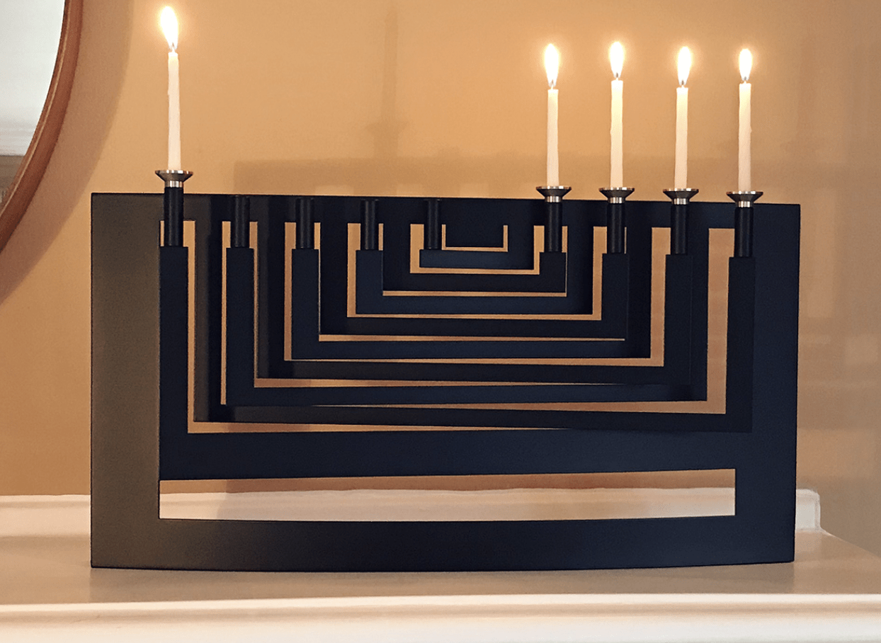 Lizzie Katz - Sculptural Steel Menorah - Onyx or Diamond - ModernTribe