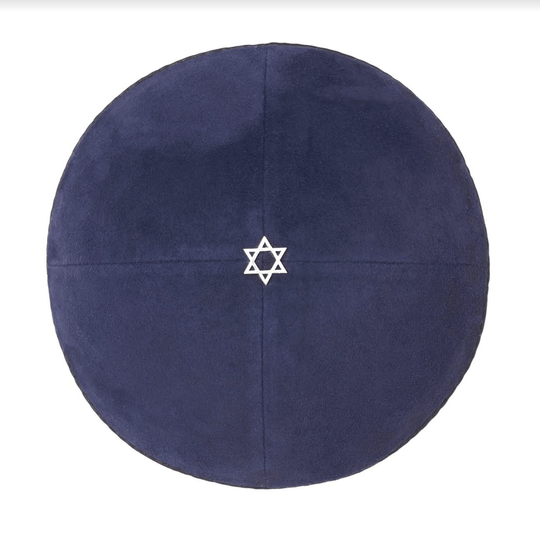 Navy Blue Suede Star of David Kippah