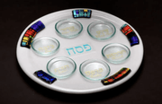 Daryl Cohen Seder Plate White Glass Seder Plate