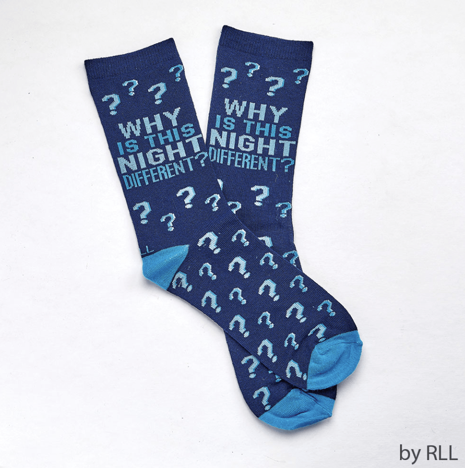 Rite Lite Socks Blue / One Size Why is This Night Different From All Other Nights Adult Crew Socks