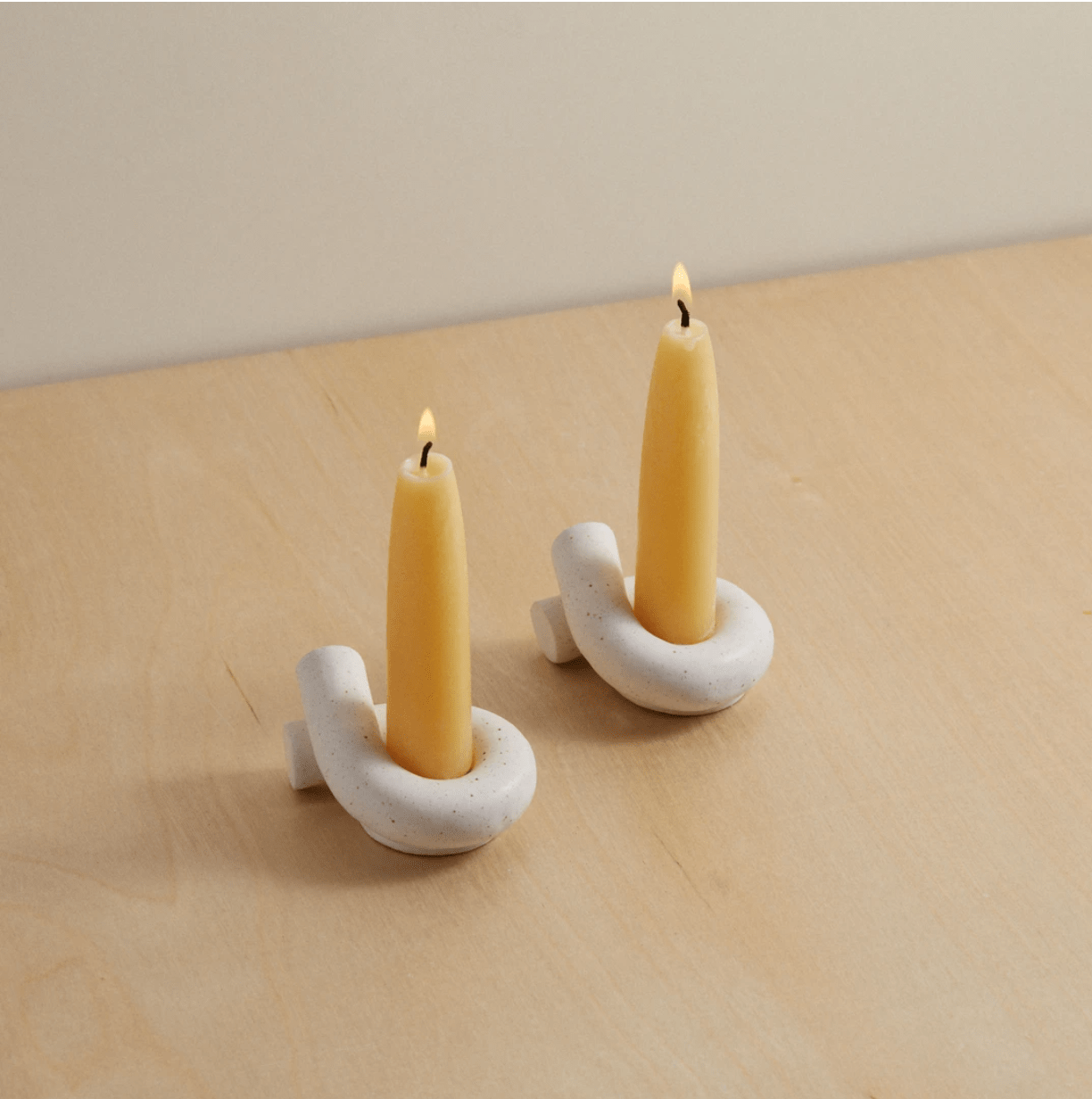 Judaica Standard Time - Judaica Standard Time x Debbie Carlos Shabbat Candlesticks - Oatmeal - ModernTribe