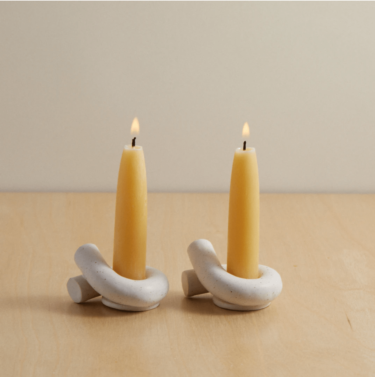 Judaica Standard Time - Judaica Standard Time x Debbie Carlos Shabbat Candlesticks - Oatmeal - ModernTribe