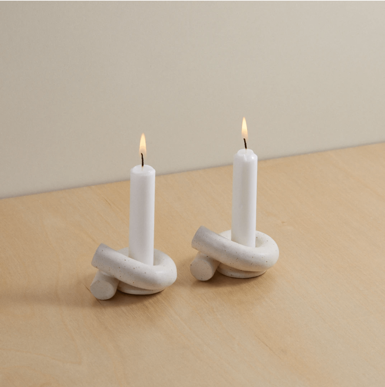 Judaica Standard Time - Judaica Standard Time x Debbie Carlos Shabbat Candlesticks - Oatmeal - ModernTribe