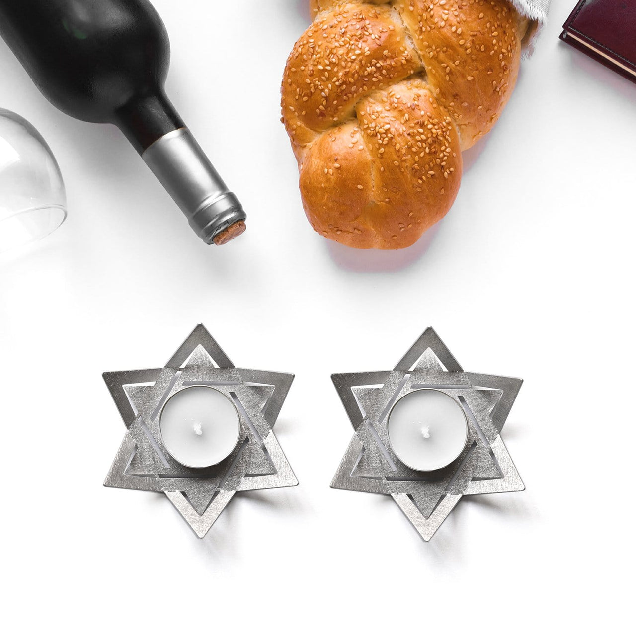 Studio Wallaby - Davidush Shabbat Candlesticks Set by Studio Wallaby - Aluminum - ModernTribe