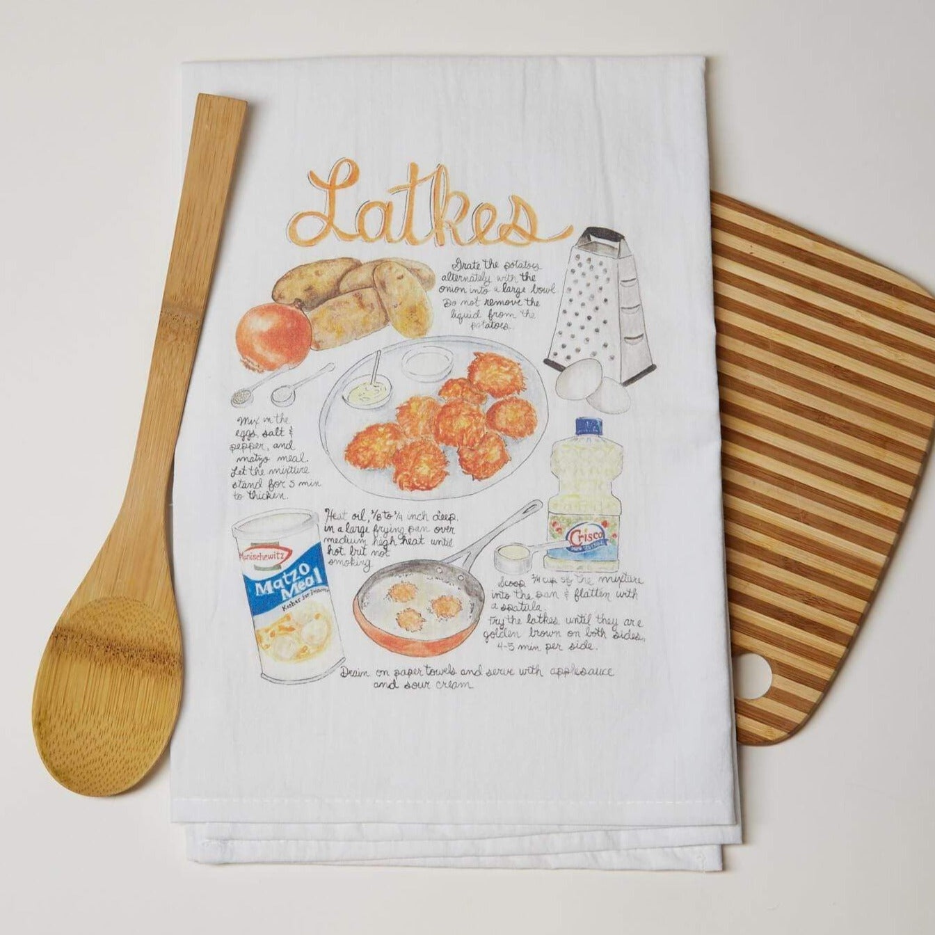 Shana Colwes Tea Towels Latkes Recipe Kitchen Towel