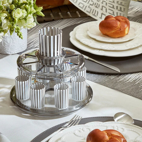 Acrylic Kiddush Wine Fountain Set - Smoke/White