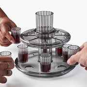 Apeloig Collection Kiddush Cups Acrylic Kiddush Wine Fountain Set - Smoke/White