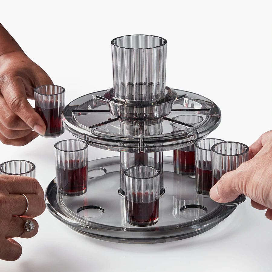 Apeloig Collection Kiddush Cups Acrylic Kiddush Wine Fountain Set - Smoke/White