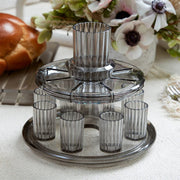 Apeloig Collection Kiddush Cups Acrylic Kiddush Wine Fountain Set - Smoke/White
