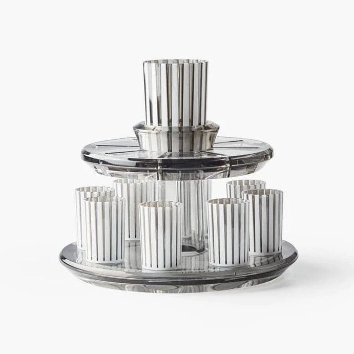 Apeloig Collection Kiddush Cups Smoke/White Acrylic Kiddush Wine Fountain Set - Smoke/White