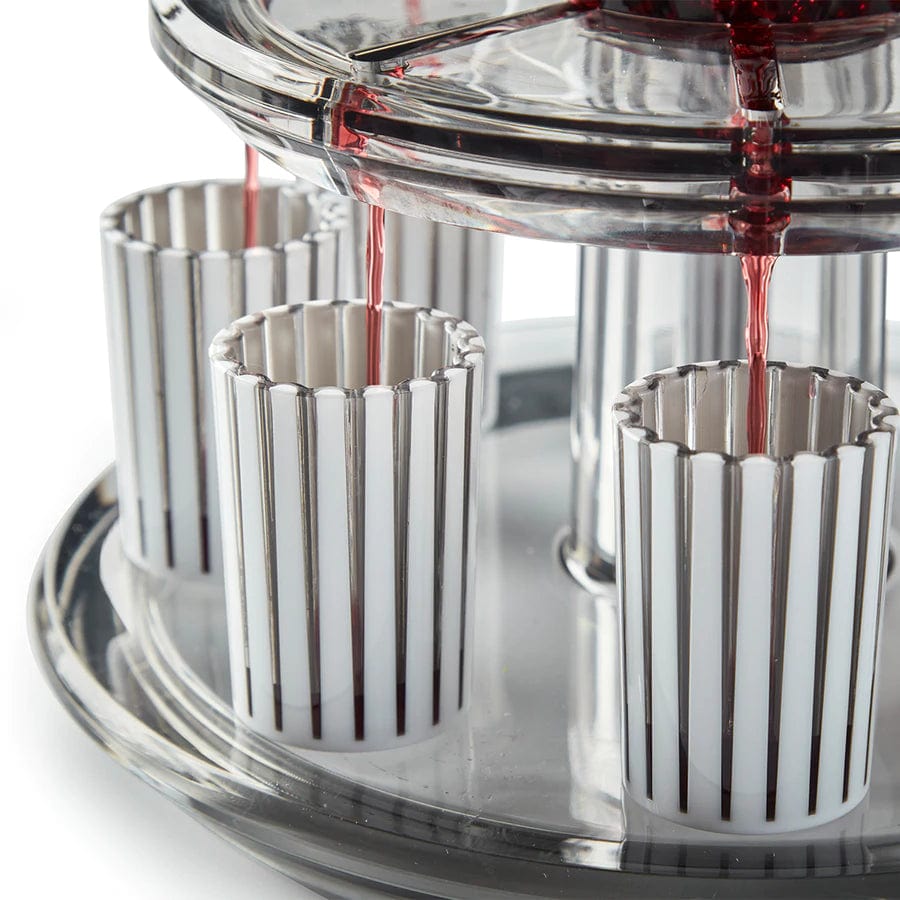 Apeloig Collection Kiddush Cups Acrylic Kiddush Wine Fountain Set - Smoke/White