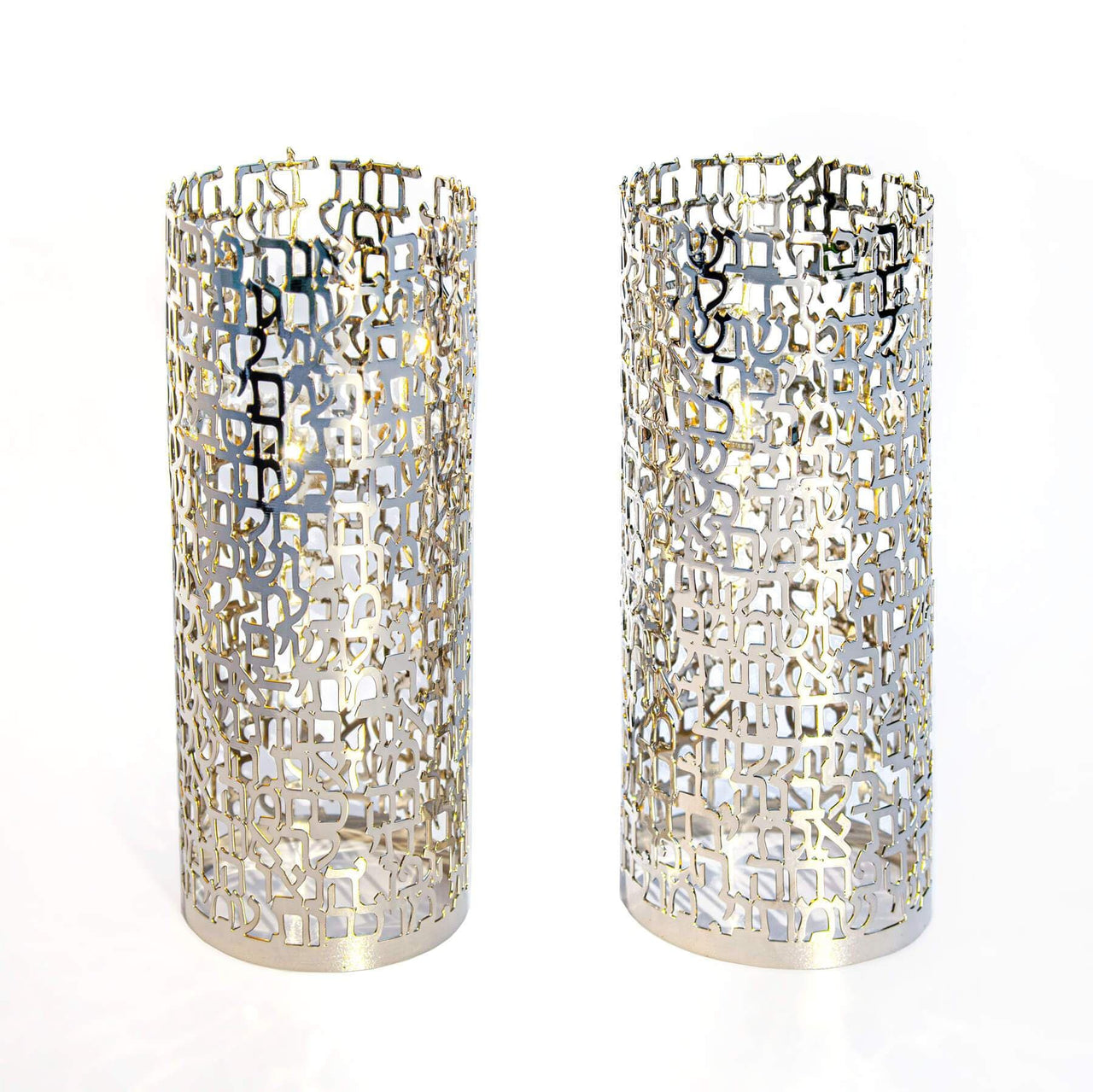 Hoshen Designs - I Am My Beloved’s Ani L'dodi Song of Songs Candleholders - White Gold - ModernTribe