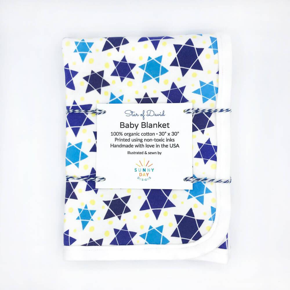 Sunny Day Designs Blankets Star Of David Baby Receiving Blanket - Organic Cotton