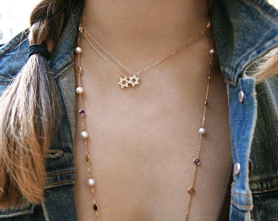 Binah Jewelry - Diamond Star Of David Necklace In Yellow Gold - ModernTribe