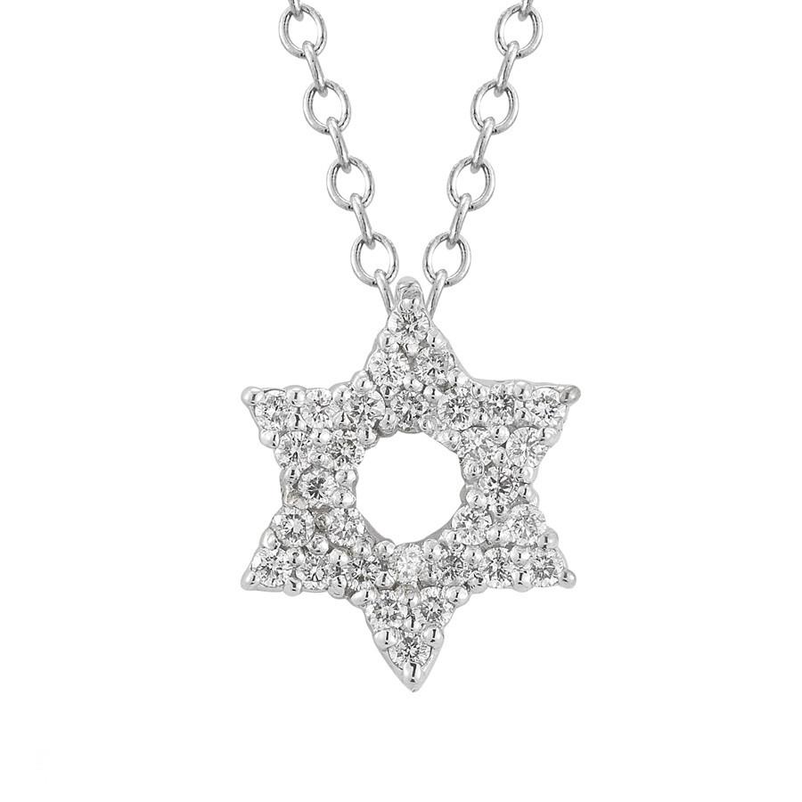 Binah Jewelry Necklaces White Gold Diamond Star Of David Necklace In White Gold