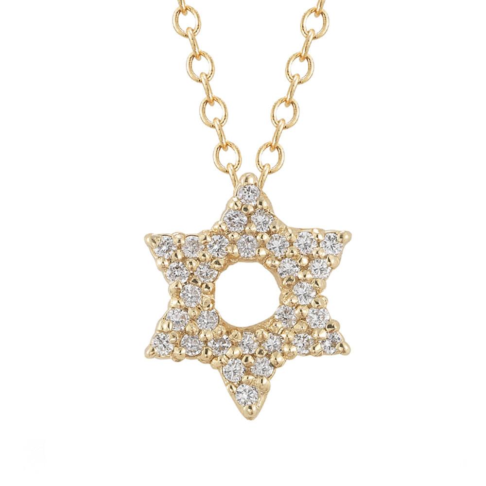 Binah Jewelry - Diamond Star Of David Necklace In Yellow Gold - ModernTribe
