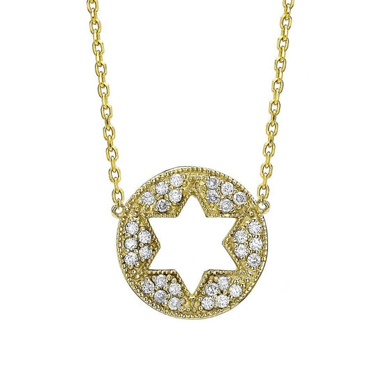 Star of David Cutout Necklace in Yellow Gold