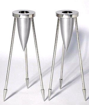 Laura Cowan - Steel Rocket Shabbat Candlesticks by Laura Cowan - ModernTribe