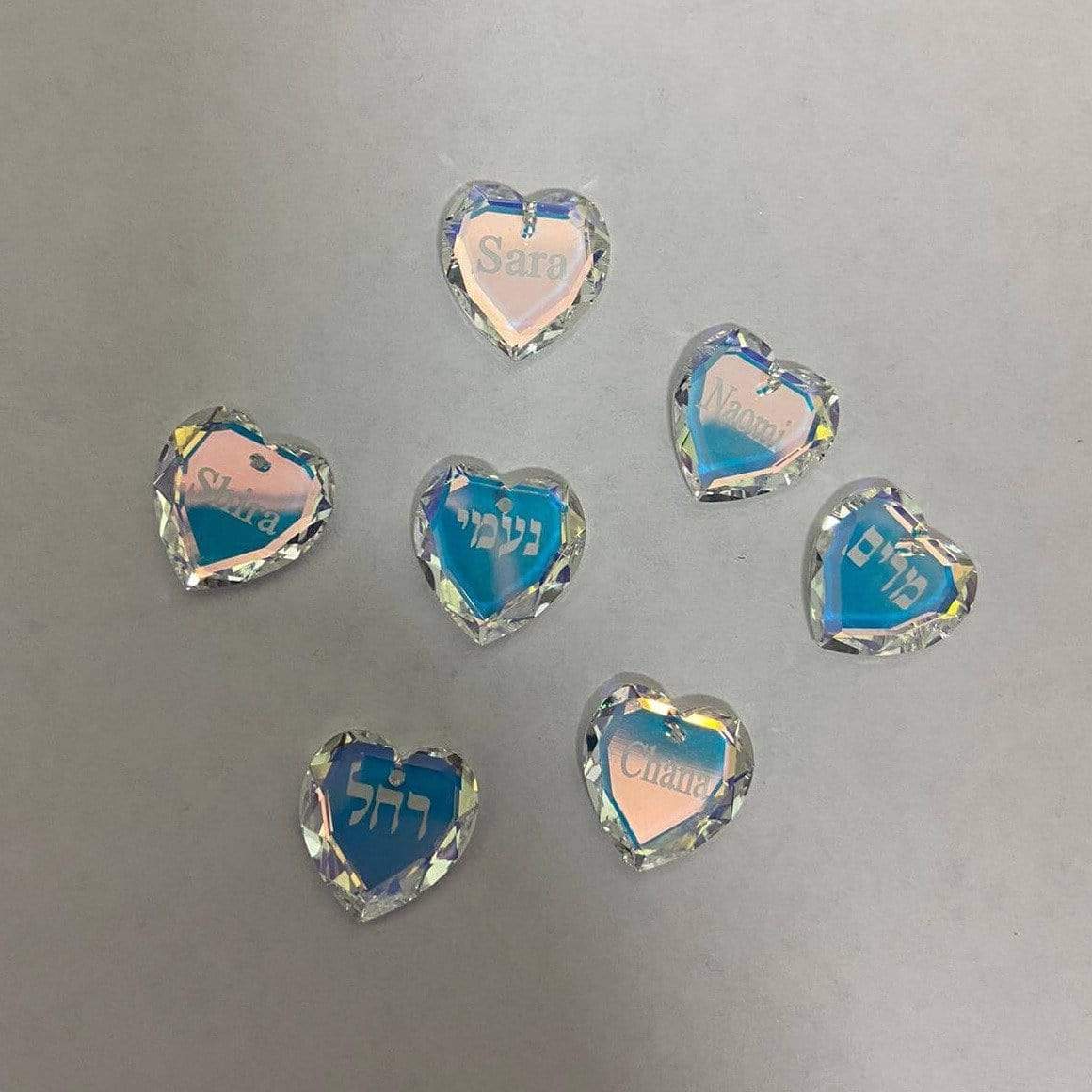 Ishees Jewelry - Heart Swarovski Crystal Hebrew Name or Initial Necklace - Sterling Silver or Gold - Plated - ModernTribe