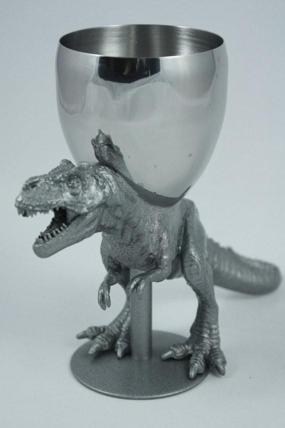 The Vanilla Studio Kiddush Cup T-Wineosaurus Rex Kiddush Cup in Antique Silver - POS