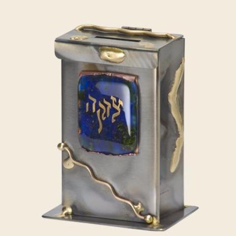 Gary Rosenthal - Large Blue Tzedakah Box by Gary Rosenthal - ModernTribe