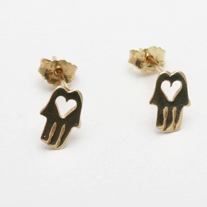Bareket Jewelry - 14k Gold Hamsa Heart Earrings - ModernTribe