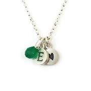 Emily Rosenfeld Necklaces Double Charms / 1 - Gem / Silver Personalized Tiny Dot Necklace with Gemstones