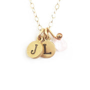 Emily Rosenfeld Necklaces Double Charms / 1 - Gem / Gold 14k Gold Personalized Tiny Dot Necklace with Gemstones by Emily Rosenfeld