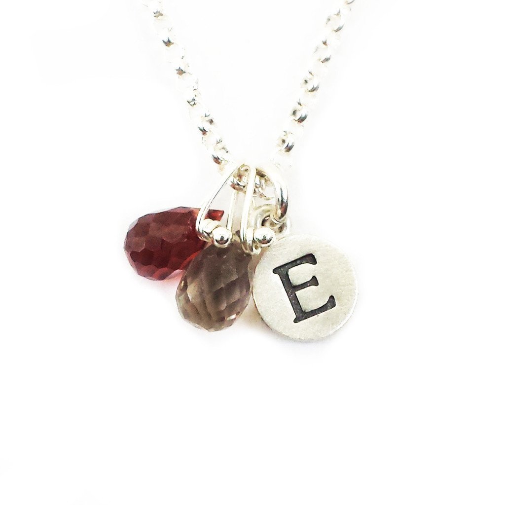 Emily Rosenfeld Necklaces Single Charm / 2 - Gems / Silver Personalized Tiny Dot Necklace with Gemstones