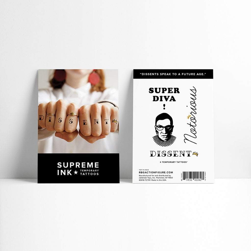FCTRY Toy Ruth Bader Ginsburg RBG Supreme Ink Temporary Tattoos