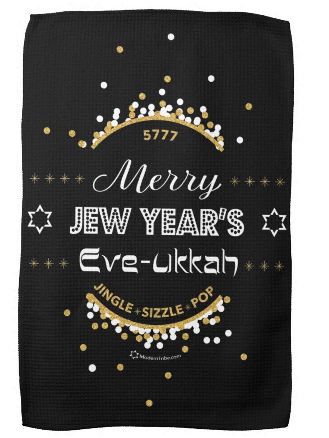ModernTribe Aprons Merry Jew Year's Eve-ukkah Tea Towel/ Challah Cover
