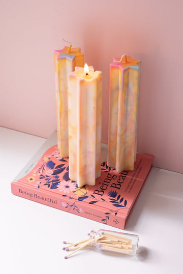 Esh Candles Tie Dye Star of David Pillar Candle