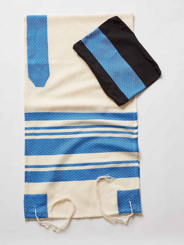 Advah Tallises Blue Stripes Traditional Woven Tallit by Advah Designs