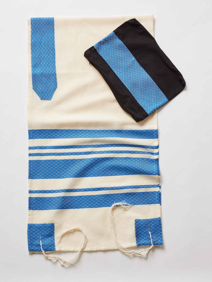 Advah Tallises Blue Stripes Traditional Woven Tallit by Advah Designs